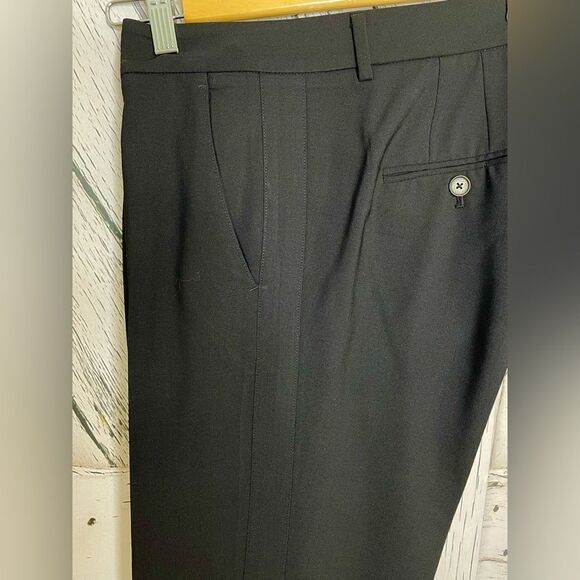 Vince. Wool Blend Trousers Black Flat Front 6 - Picture 5 of 8